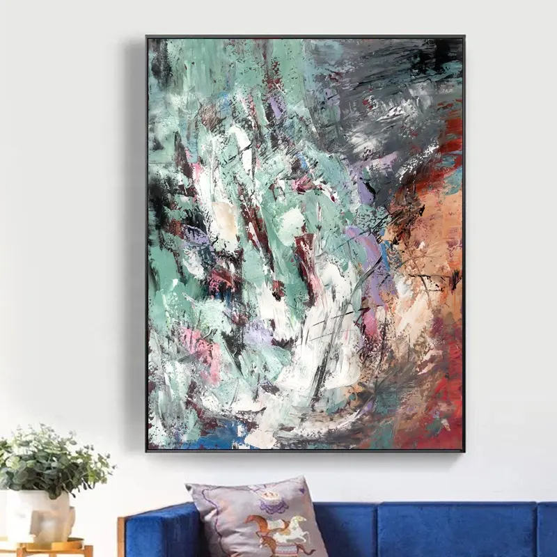 Gran Oferta personalizada hecha a mano abstracta moderna pared arte lienzo pintura al óleo para pasillo