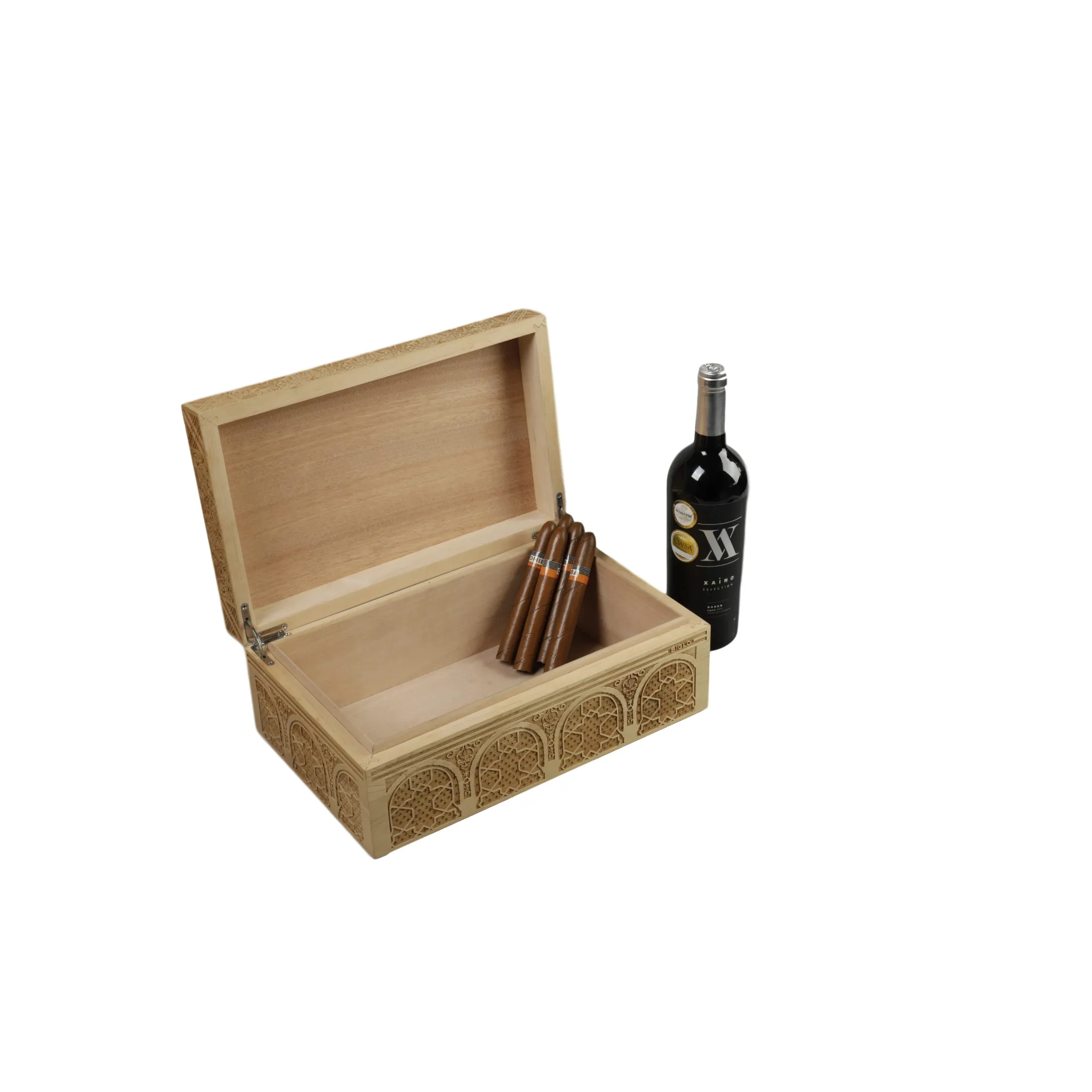 Humidor con humidificador higrómetro, caja de cigarros reciclable con tablero divisor extraíble, caja de madera de cedro personalizada con cerradura