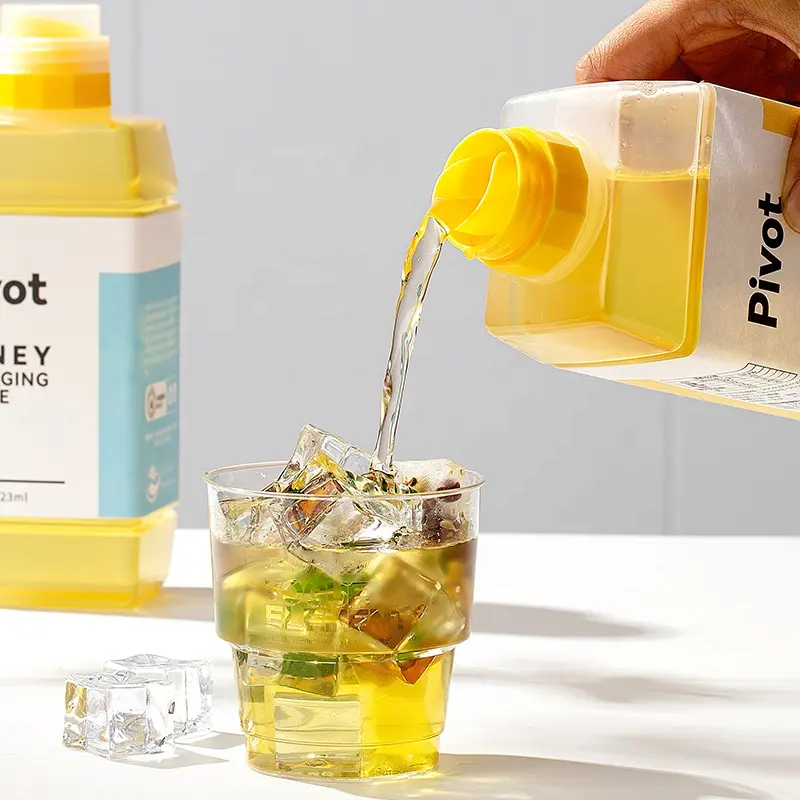 PP heißfüllender 723 ml 24 oz quadratischer honigguss behälter saft honig quetschen kunststoffflasche mit anti-diebstahl-abdeckung