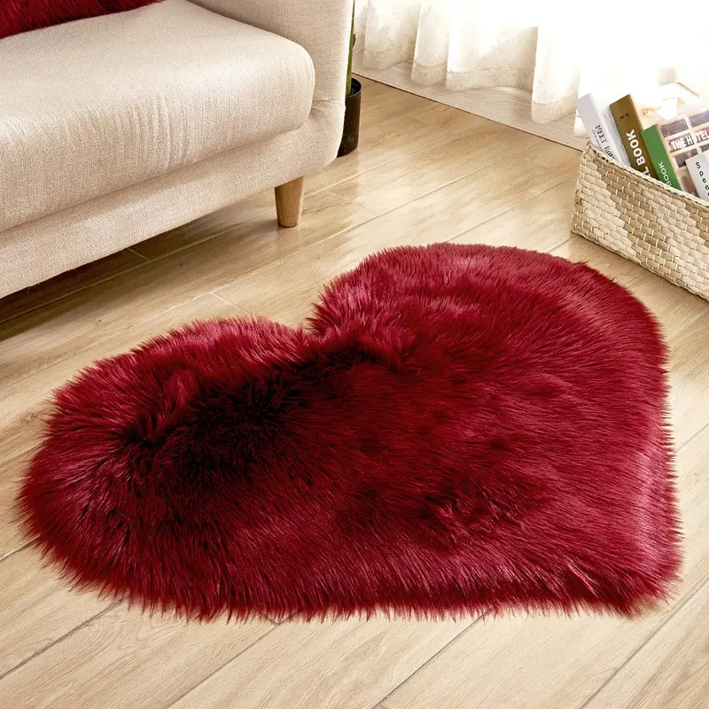 Herzform Anti-Rutsch-Teppich Weicher Wohnzimmer teppich für Schlafzimmer Shaggy Furry Area Mat