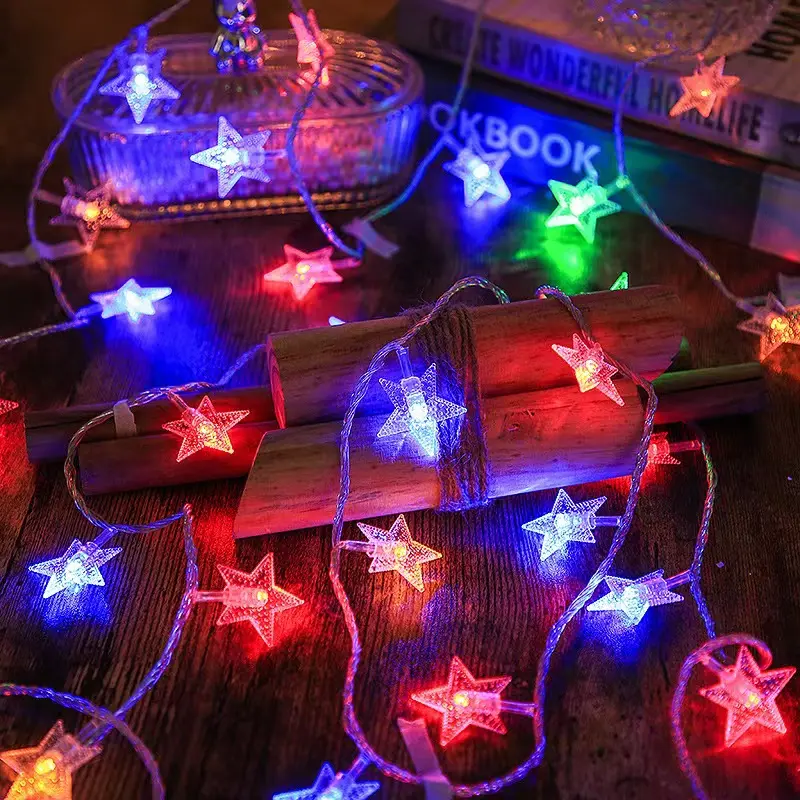 1,5 M 10LED Navidad Led color cadena luces Hada estrella luces estrella guirnalda para ventana cortina interior boda luz Decoración