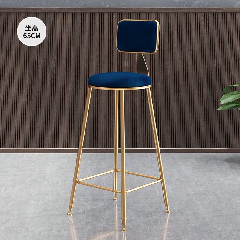 Chaise dorée de deuxième génération avec velours bleu, 65cm
