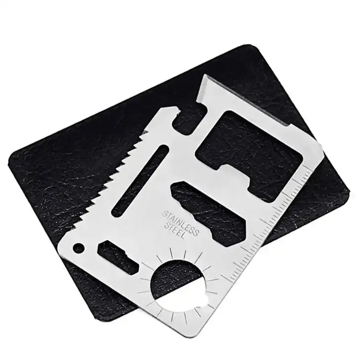 11 en 1 Camping Survival Pocket Multi tool Multifonction Swiss Wallet Tools Couteau de carte de crédit