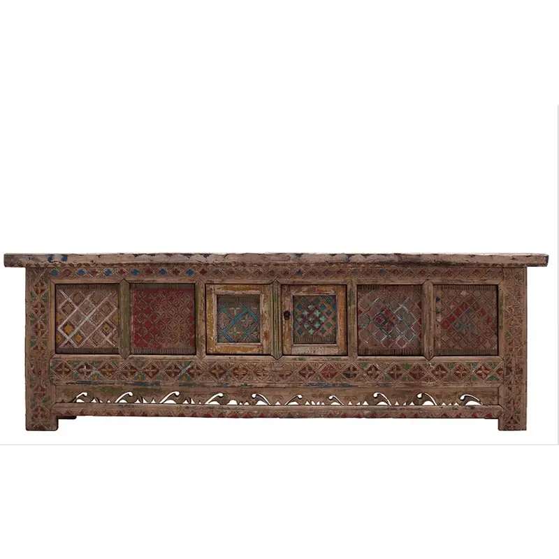 Style asiatique chinois en bois d'orme massif artisanat à la main sculpture armoires armoires de salon meubles anciens en orme naturel