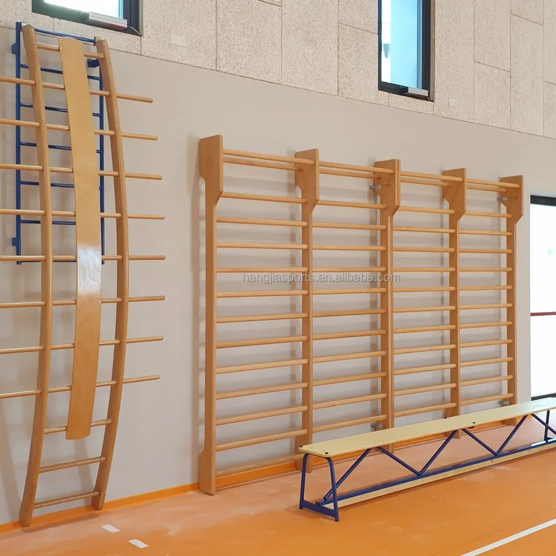 Venda quente madeira escada corpo alongamento ginástica parede bar Wall Bar para exportação