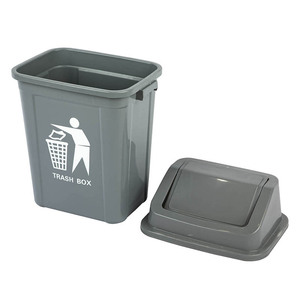 Dayanıklı gri plastik oda çöp kutusu küçük boy çöp kutusu kağıt çöp kutusu salıncak kapaklı - Product Image 6