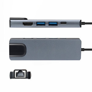 <strong>Type</strong>-c Charging Multiport Usb Hub 4k HD USB C 3.0 Ethernet Rj45 5 in 1 Usb-C Docking Station for <strong>Computer</strong> - Product Image 2