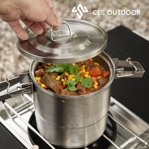 Ngoài Trời Toàn Bộ Xách Tay 304 Thép Không Gỉ Đồ Nấu Nướng Kim Loại Cắm Trại Thiết Bị Nấu Ăn Bền Vững Treo Nồi Nấu Ăn Nồi - Product Image 3
