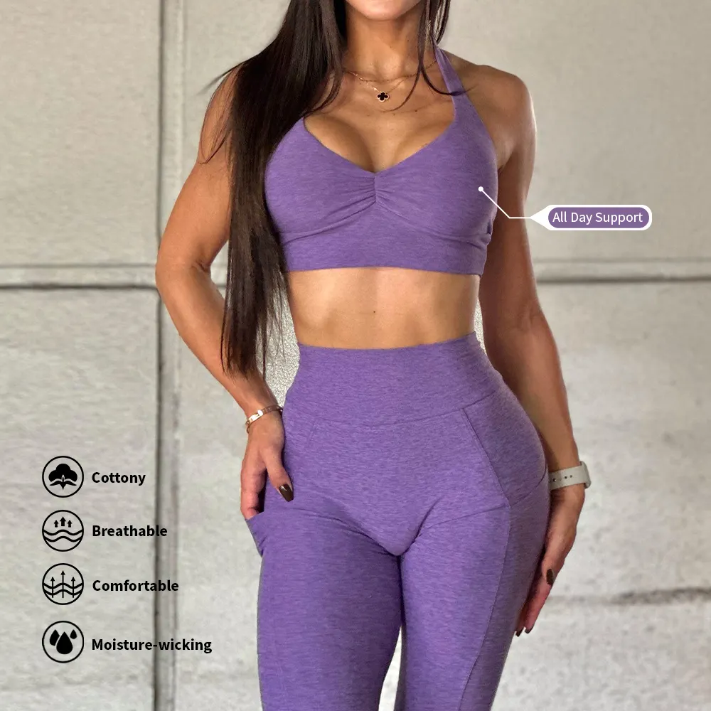 Custom Girls Lightweight Elastic Gym Fitness Yoga Sports wear Sexy 2 Pieces Quick dry Spandex Workout Sets for Women