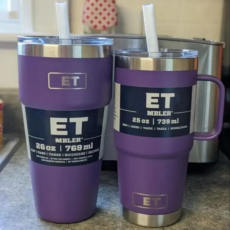 Cadeau de Noël YETYS 20 oz gobelet en paille de café isolé en acier inoxydable personnalisé 30oz YETICOOLER CUPS tasse de voyage avec poignée