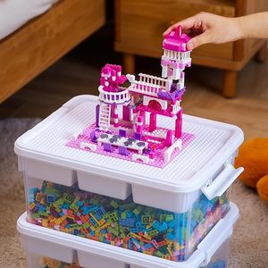 レゴ収納ボックスwiを整理するためのビルディングベースプレート蓋スタッカブルクリアコンテナを備えた17 QTプラスチック収納ボックス - Product Image 4