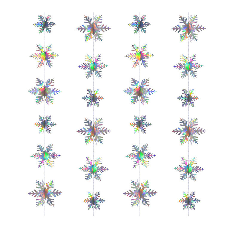 12 piezas de coloridos copos de nieve estéreo plateados