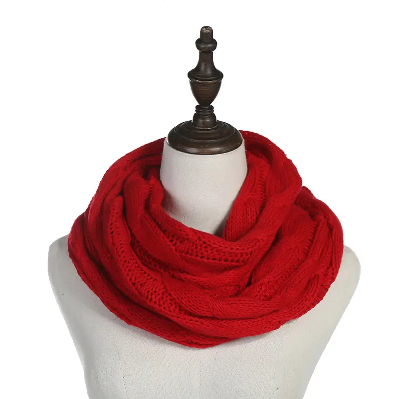 Loose Knitted Scarf Mulheres Outono Inverno Lenço Hemp Flores Forma Pescoço Círculo Infinito Cachecóis