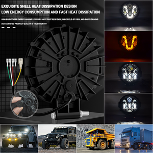 Araba modifikasyon 7 inç yuvarlak X tipi V modeli 51W ızgara spot Led farlar için Harley motosiklet jeep wrangler Atv Suv - Product Image 5