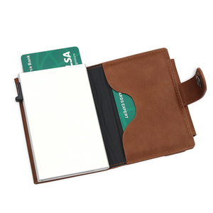 कार्बन फाइबर एल्यूमीनियम धातु कार्ड बटुआ स्मार्ट बटुआ धातु सिक्का पर्स चमड़े पॉप अप कार्ड धारक - Product Image 6