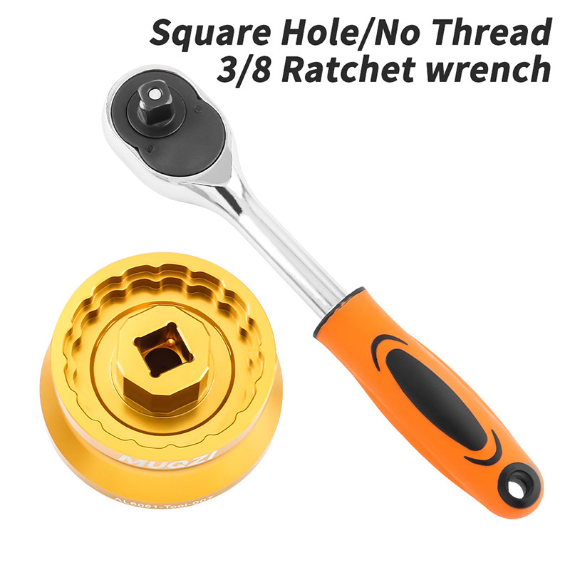 Square Hole/No Thread+Ratchet Wrench-Gold