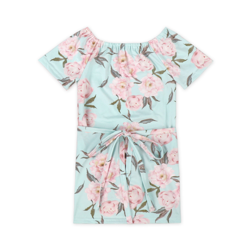 Vert menthe, rose clair, motif floral