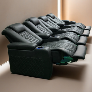Moderner Single Home Theater Stuhl Echtes Leder Power Recliner Schlafs ofa mit verstellbarer Kopfstütze & Getränke halter für Wohnzimmer - Product Image 4