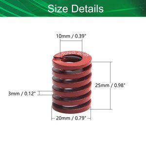 Yinpecly 5 cái lò xo cuộn dây thép tông màu đỏ 20mm OD 10mm ID 25mm khuôn dập xoắn ốc chịu tải trung bình dùng trong công nghiệp - Product Image 2