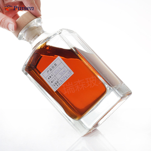 热卖矩形设计透明瓶720毫升威士忌伏特加透明玻璃瓶带盖 - Product Image 3