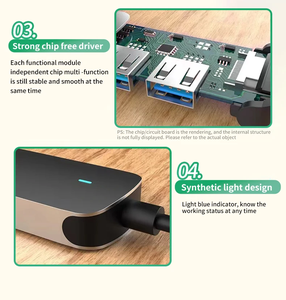 <strong>USB</strong> <strong>C</strong> Hub Multiport <strong>Adapter</strong> 4 in 1 with HDTV 4K <strong>Type</strong>-<strong>c</strong> 3.0 Ports and 100W Power Delivery Qianji HUB 5 in 1 for Laptop MacBook - Product Image 4
