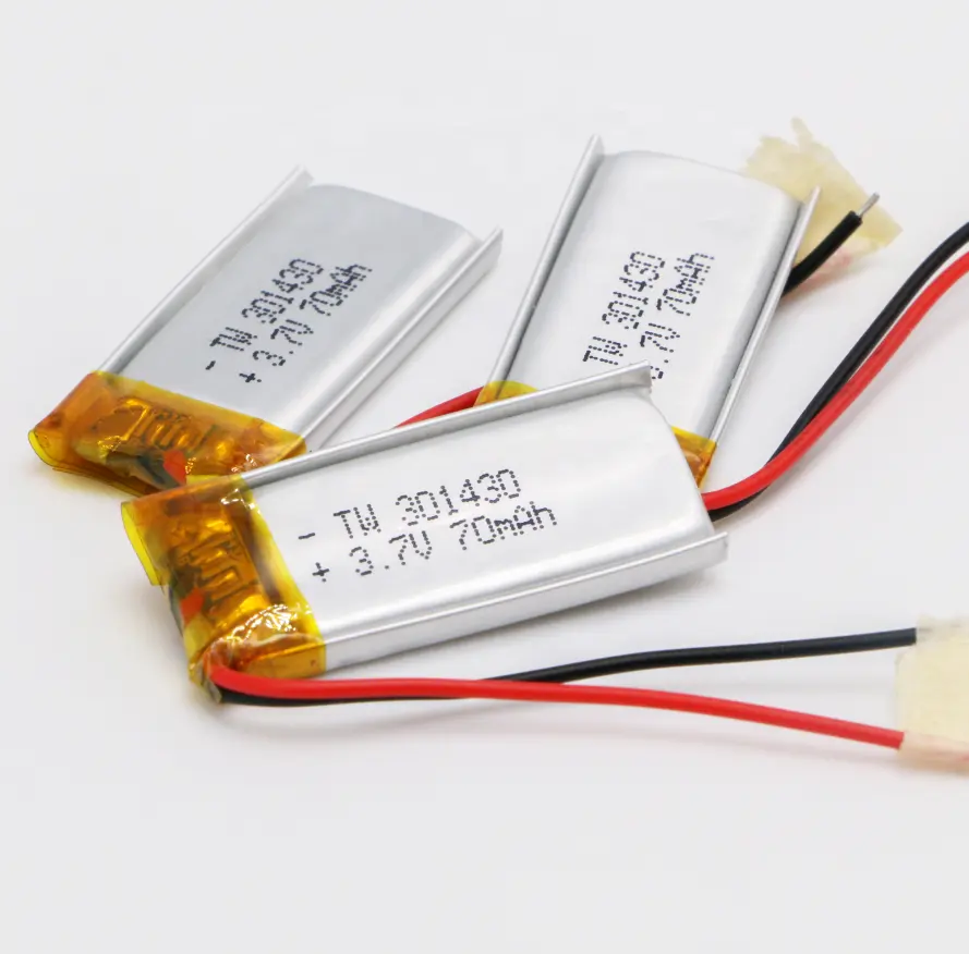 Bateria ultrafina à prova de fogo para relógio inteligente, bateria de íon de polímero de lítio 70mah 301430 3.7v