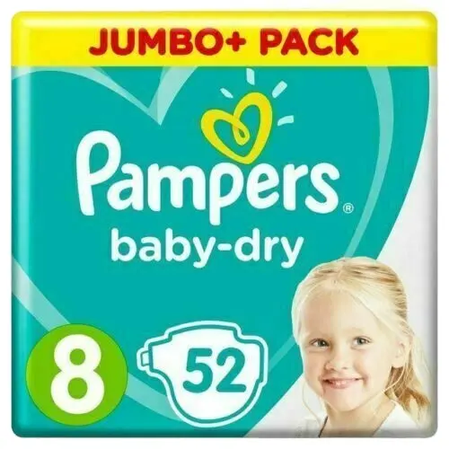 Pampers Baby Dry Size 8 pannolini pannolini con canali d'aria-Jumbo + confezione da 52