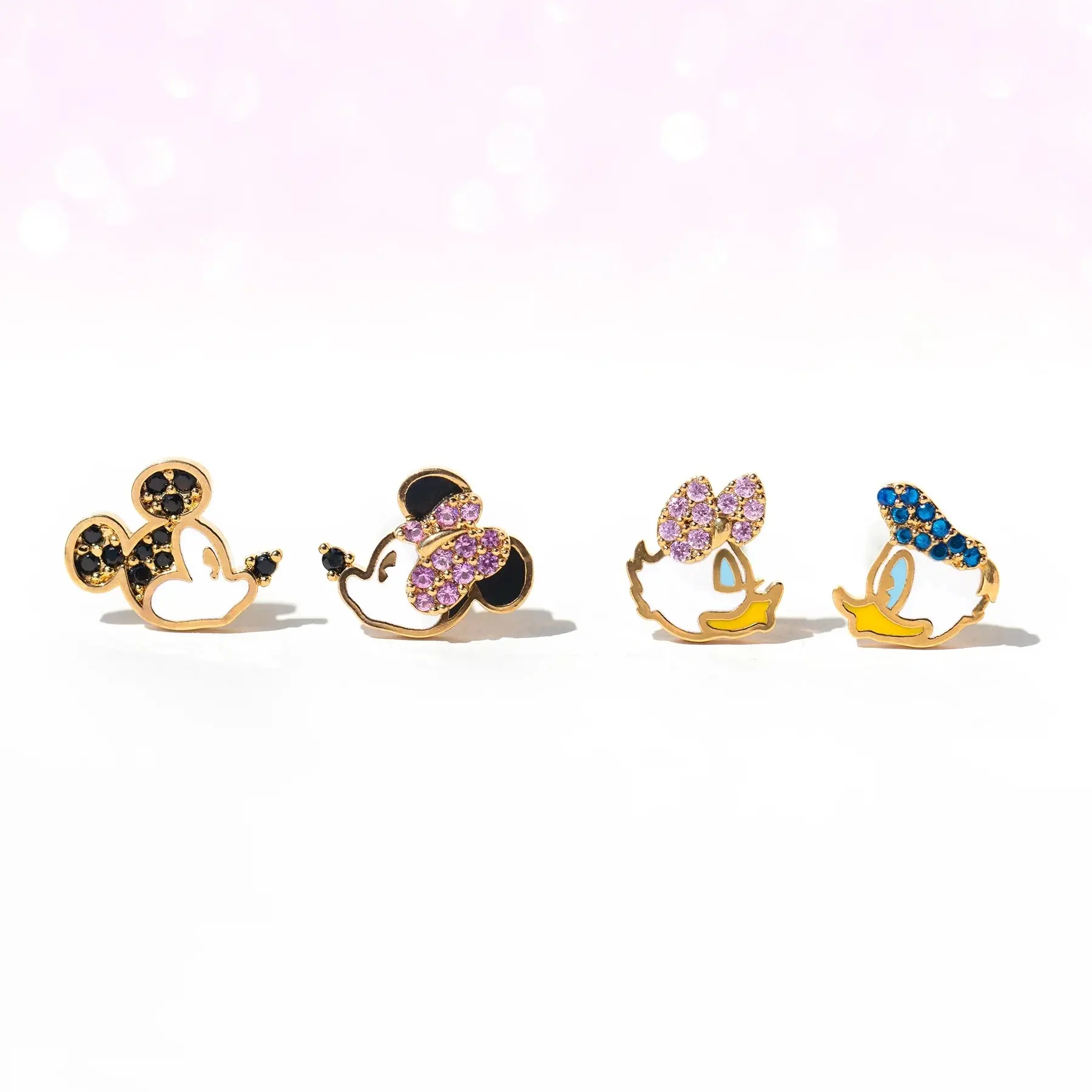 Ultimo dolce Mickey Donald Duck orecchini di zircone per le donne ragazze 18k placcato oro carino squisito cartone animato Set di orecchini