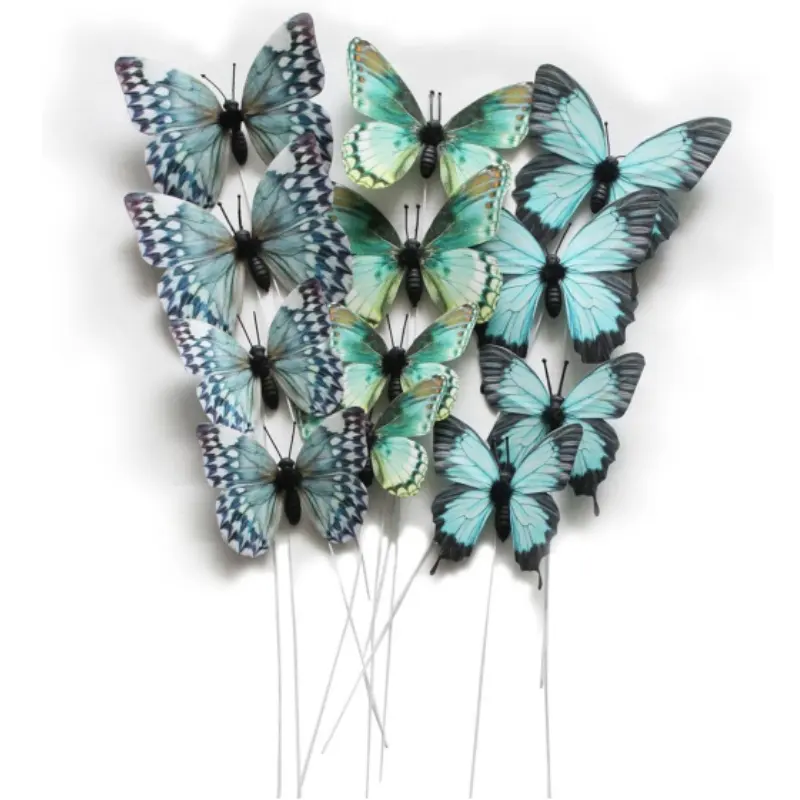 12 Uds. Mariposa DIY 3D estacas de mariposa de adorno de mariposa para el hogar fiesta de té boda Pascua Navidad primavera otoño