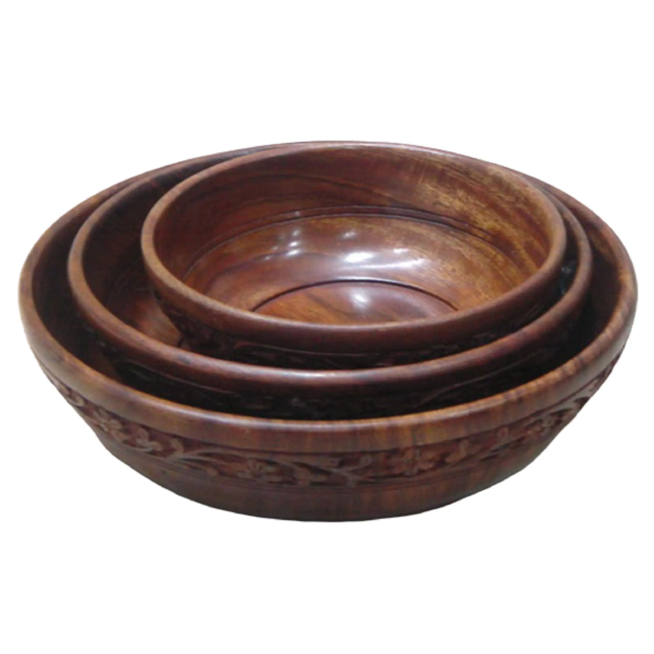 Bol à soupe en bois massif, vaisselle bols en bois faits à la main de 8mm avec design de sculpture décorative