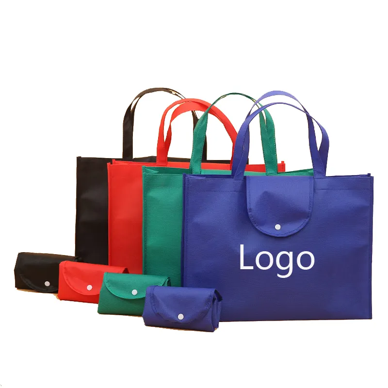 Logotipo personalizado eco-friendly, saco de shopper reciclável, bolsa não tecido dobrável para compras