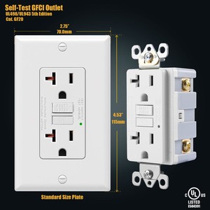 Thời Trang GFCI Tự Kiểm Tra GF 20amp Với Ổ Cắm Gfci 20a Được Liệt Kê Ul & Cul Ổ Cắm Song Công Gfi - Product Image 5