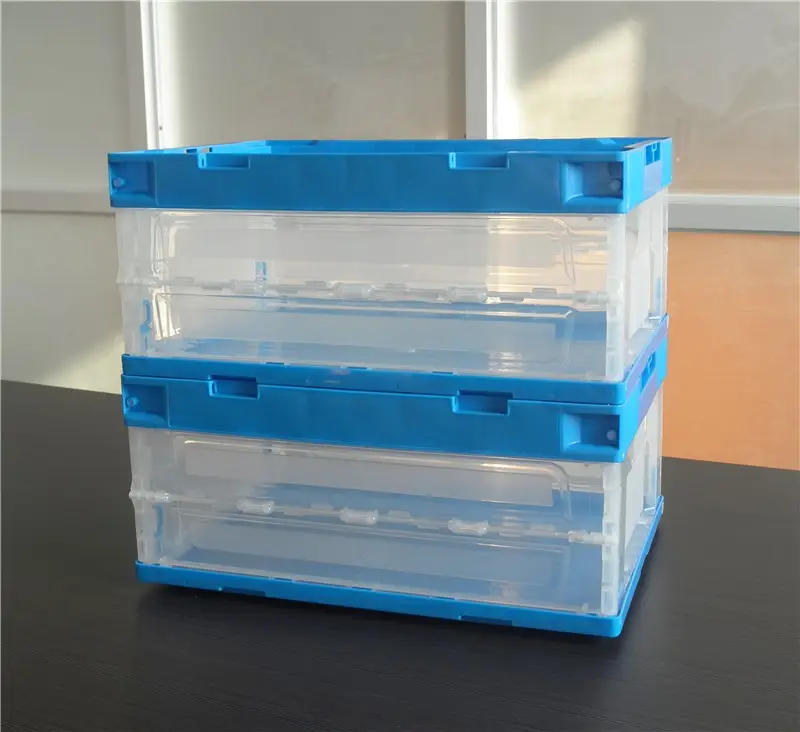 カスタマイズプラスチッククレート積み重ね可能なピッキングボックスヒンジ付き蓋付きプラスチックボックスプラスチック収納折りたたみクレート