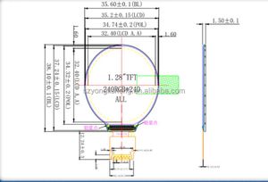 Stock 1.28 pollici 240 x240 GC9A01 Driver IPS schermo a colori TFT Display LCD rotondo con interfaccia SPI - Product Image 5