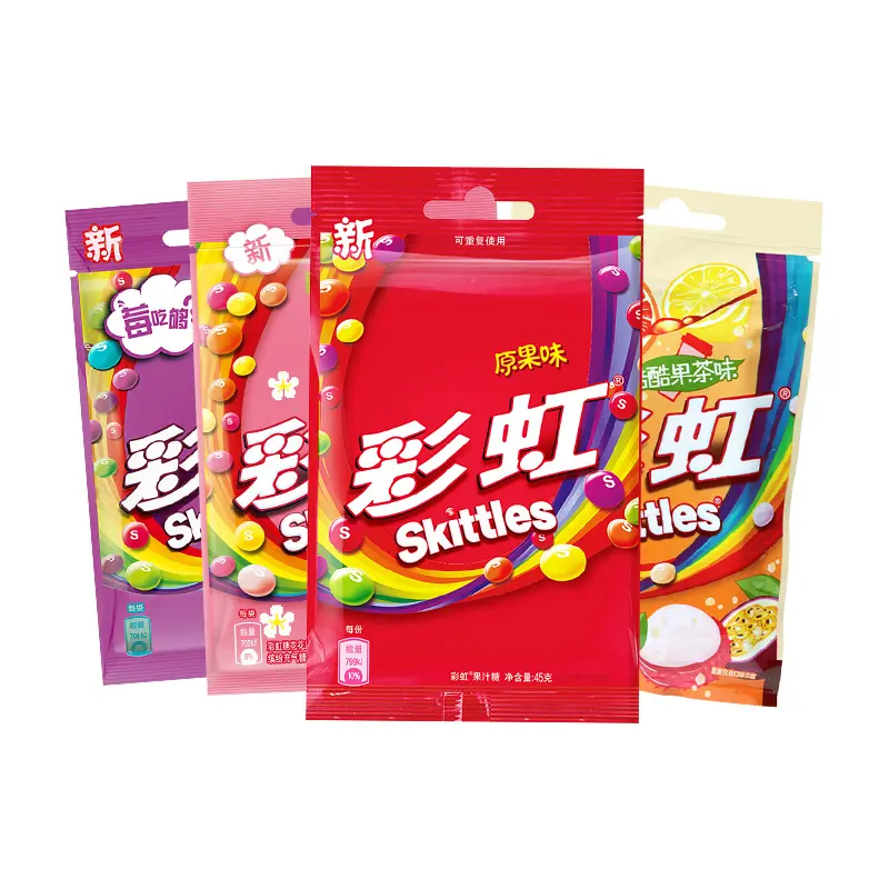Atacado Skittle Candy Natal Snacks Exóticos Gummy Candy Sabor Misto de Frutas Chew Multi Color Sour Candy 40g