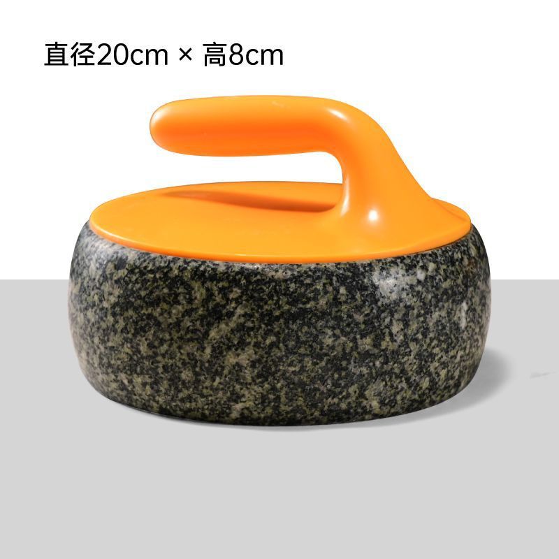 Green stone curling stone with yellow handle 20*8cm