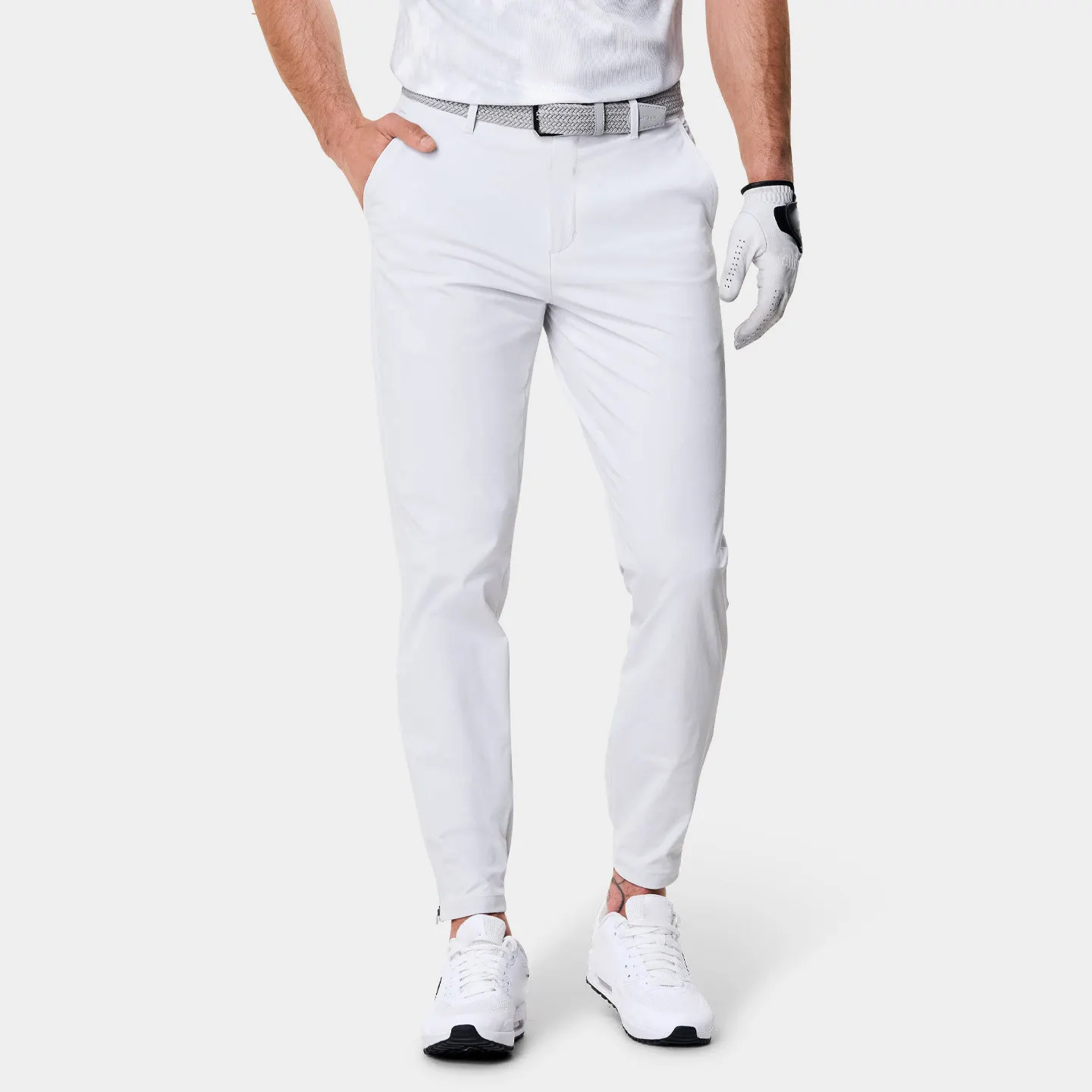 Luxury custom high quality white four way stretch jogger trousers stretch quick dry lightweight casual chino golf pants