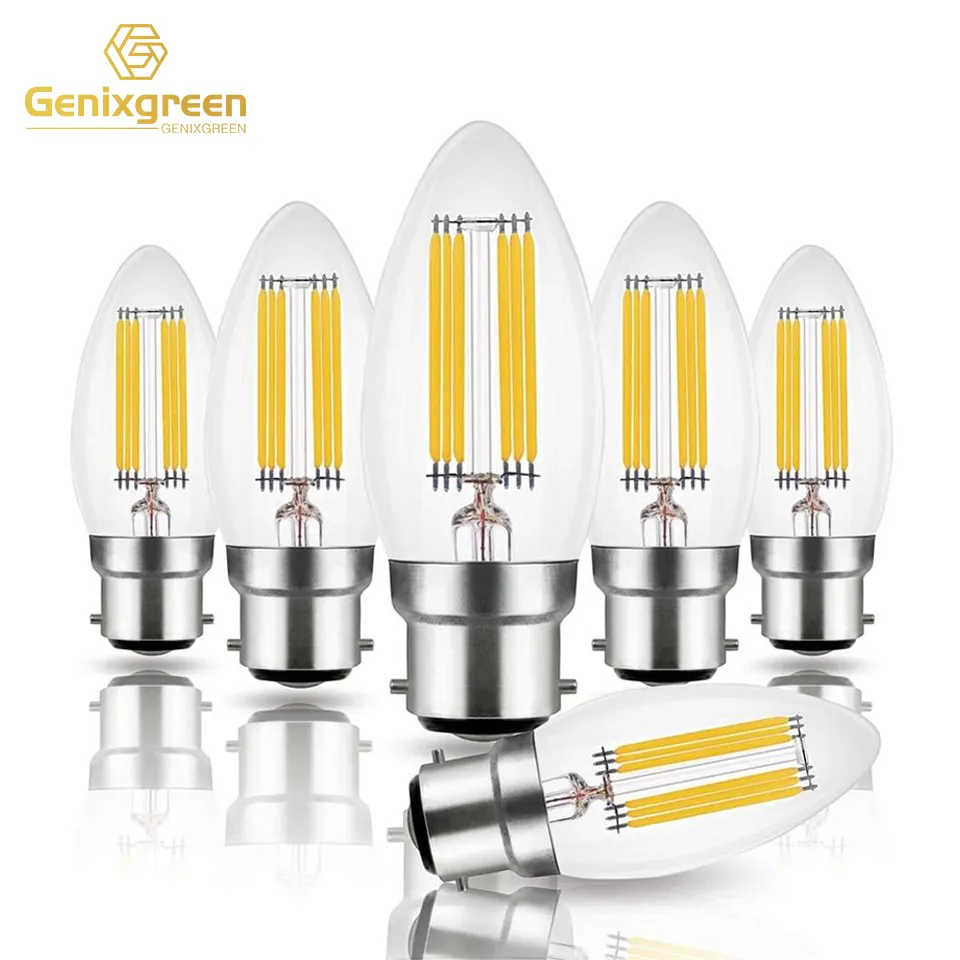 Ampoule LED à Filament rétro pour lustre, 6W, Base à baïonnette B22, 2700K 220V, C35, lampe de bougies Led Dimmable