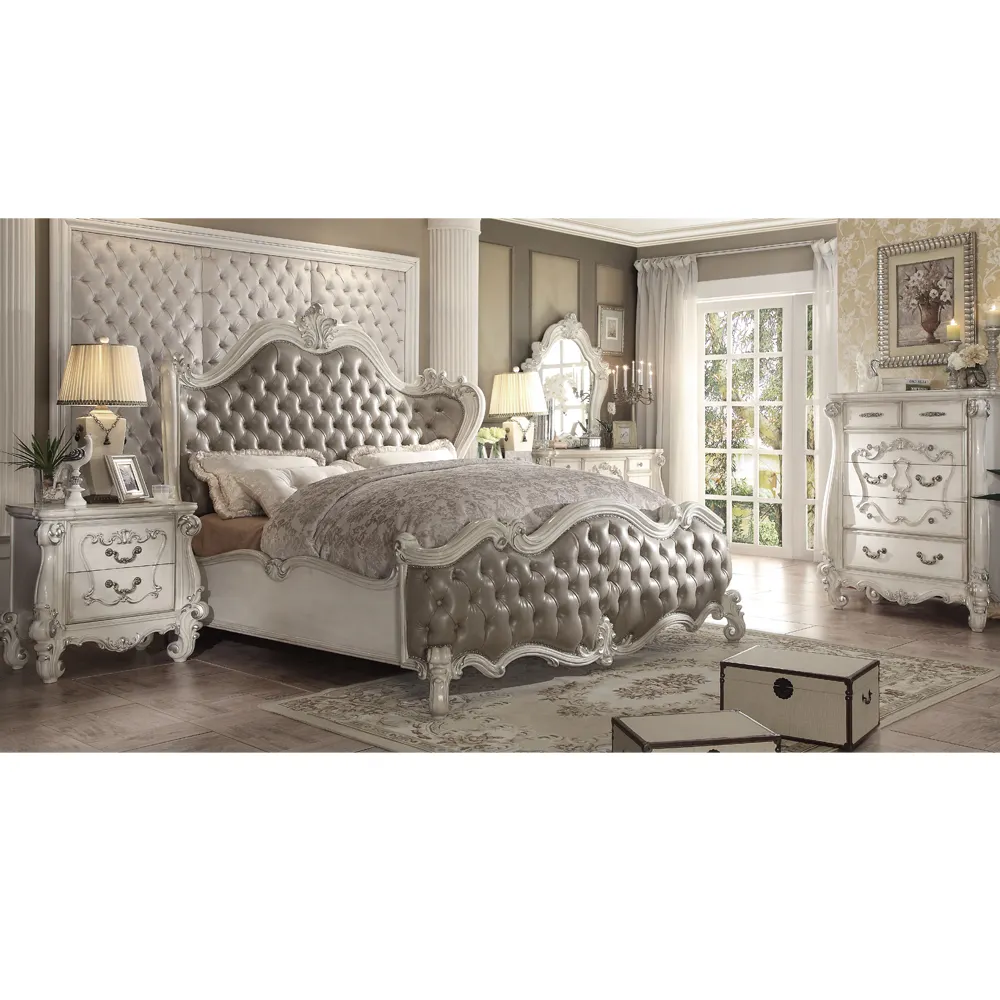 Di alta qualità intagliato in legno telaio del letto set camera da letto di lusso king size letto in legno massello mobili antichi set