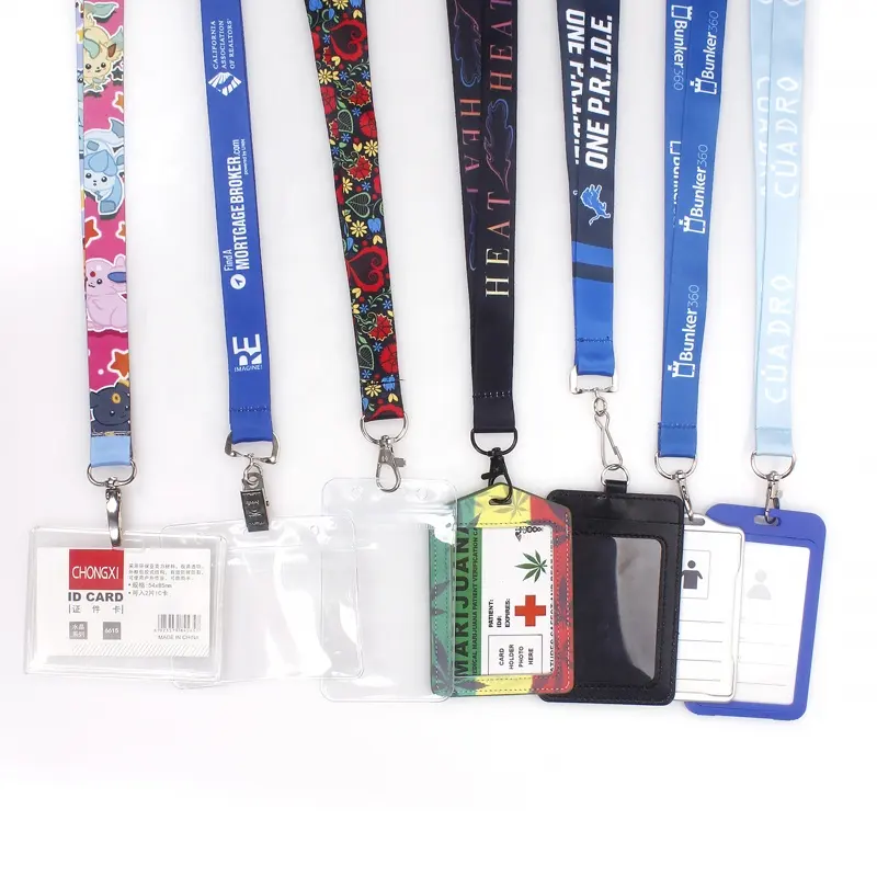 Bán Buôn Tùy Chỉnh Thăng Hoa In Id Thẻ Huy Hiệu Chủ Polyester Dây Buộc Keychain Dây Buộc Với Logo Tùy Chỉnh