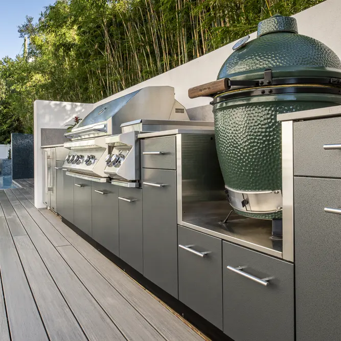 2022 HangZhou Vermont Hot Sale Gartenmöbel Custom Edelstahl BBQ Küchen schrank mit Getränke kühlschrank