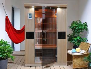 2-Person Near Infrared <strong>Led</strong> Wood Miracle Heat Infrared Sauna Cabin Low EMF Computer Control Panel Solid Hemlock Type Garden Sauna - Product Image 4