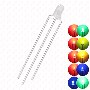 3Pin แบบ Bi-Color เปลี่ยนขั้ว F3 LED สีแดง/เขียวแดง/น้ำเงินแบบ Bi-Color ผ่านรู LED F3 Bi-Color Diffused ขั้วบวกทั่วไป - Product Image 2