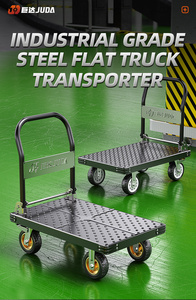 JUREN fábrica fabricante ferro material manuseio dobrável plataforma carrinho mão trolly preto China alta capacidade qualidade