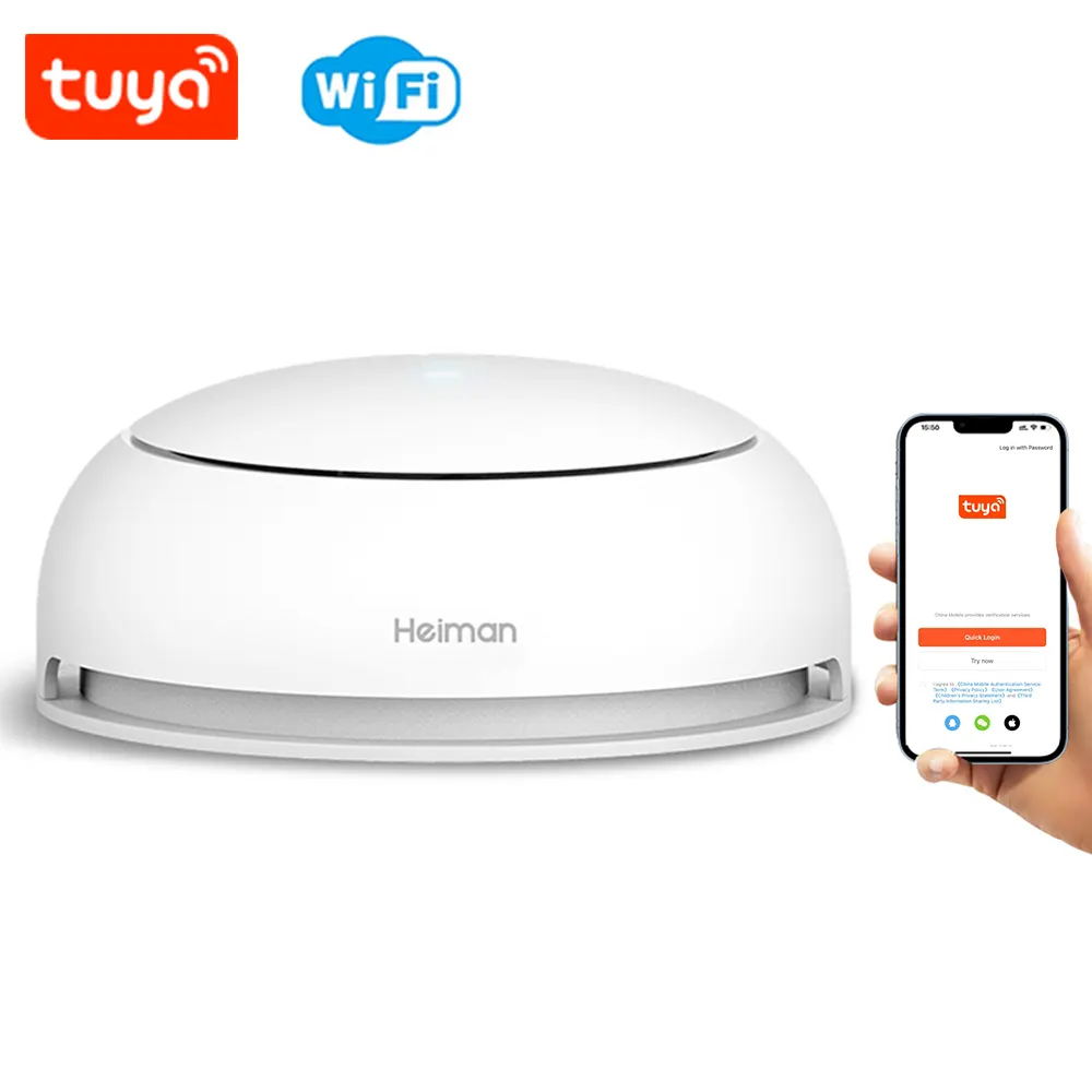 App Controle sem fio Tuya Wifi Smoke Detector Smart Smoke Alarme com Networking Botão Smoke Sensor DC3V Lithium Battery