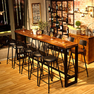 High Top Outdoor Metal Frame Pub Dining Kitchen Design Rustic Long Narrow Rectangular Dining <strong>Wooden</strong> <strong>Bar</strong> Table - Product Image 3