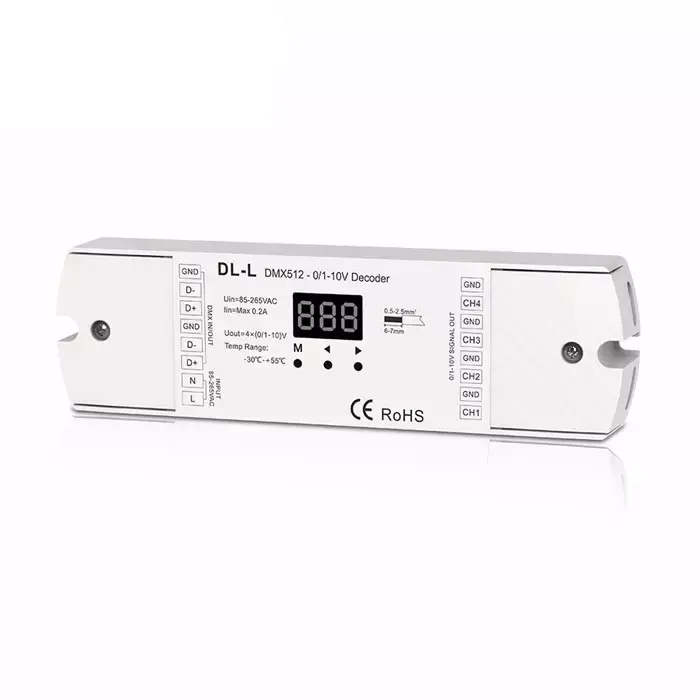 DL-L 4 قناة DMX512 فك DMX إلى 0-10V محول إشارات RDM وظيفة DMX512 إلى 0/1-10V تحكم