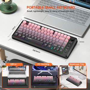 Con Dual Bluetooth 2,4G Teclado inalámbrico 81 Teclas Gradiente recargable Perilla de control de luz colorida Gaming Office Mini Keyboard - Product Image 4