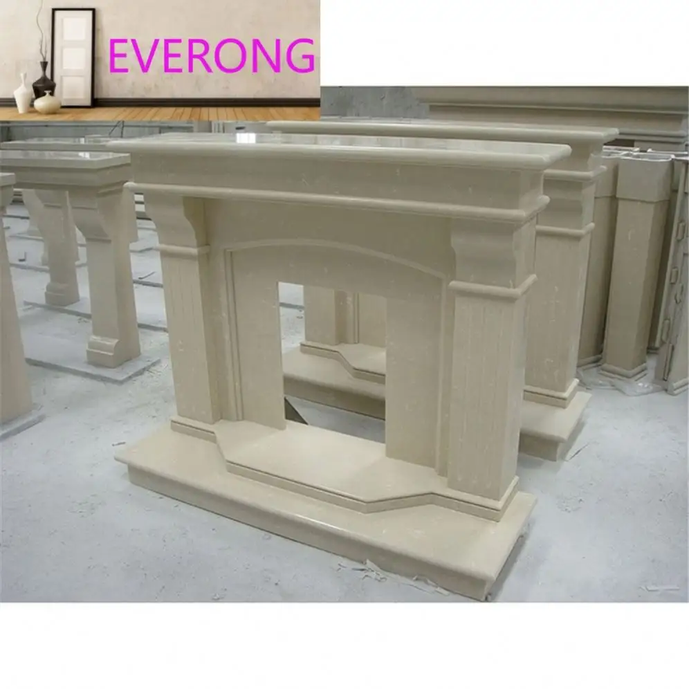 Vente en gros Cheminée CAD en marbre de haute qualité Conception personnalisée Bordure de cheminée en marbre beige pour la décoration intérieure