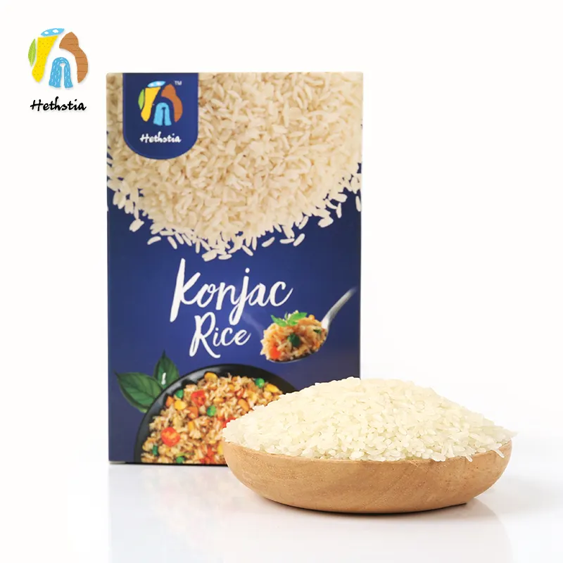 Riz à faible teneur en glucides sans sucre biologique Riz Shirataki mince Riz Konjac avec étiquette privée